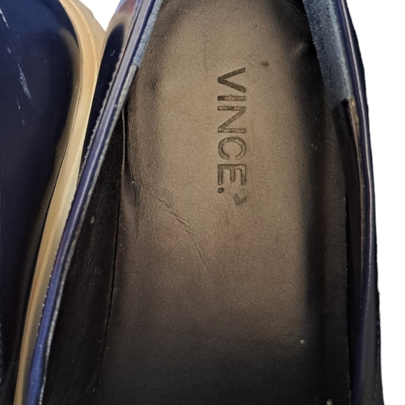 VINCE blue Patent Leather COVENTRY Slip On KILTIE Fringe Loafers Shoes ladies 8 - Picture 10 of 12